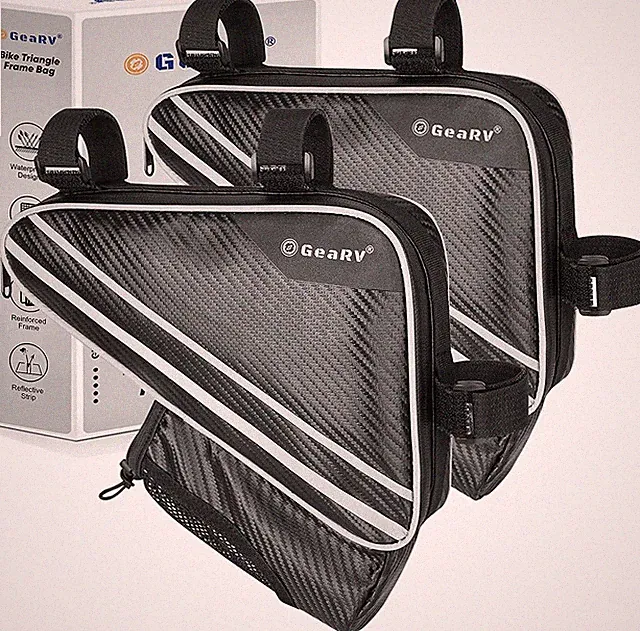 2 PACK Bike Accessories Triangle Bag, Bike Bags with Bike Water Bottle Holder