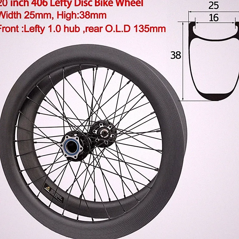 20Inch Carbon Fiber Folding Road Bicycle Wheelset 406 Disc Brake 6 Bolt Hubs