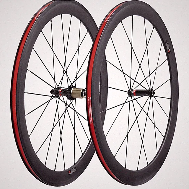 700C Road Bike Carbon Fiber Wheels Straight Pull Hub 50*23mm Clincher Tubular