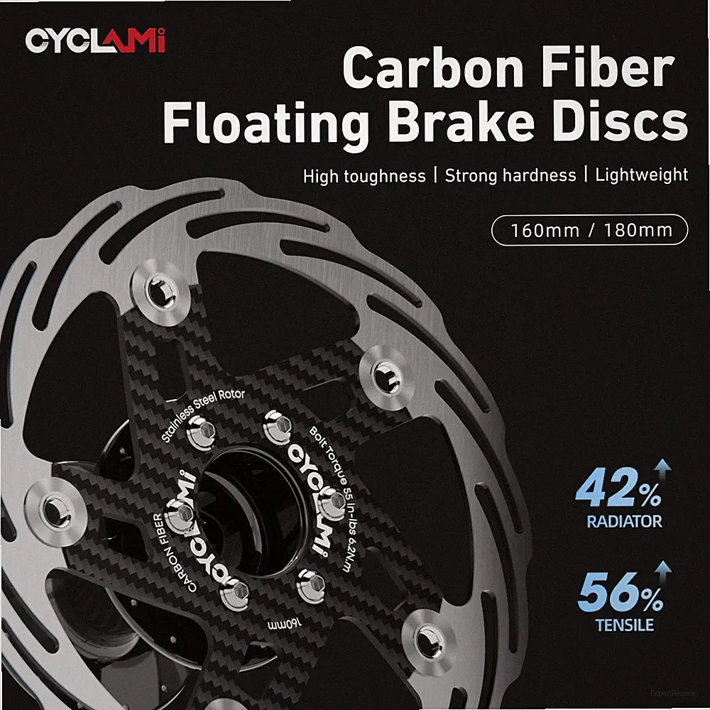Bicycle Disc Brake 160/180mm Bike Floating Rotors Carbon Fiber 6Holes Ultralight
