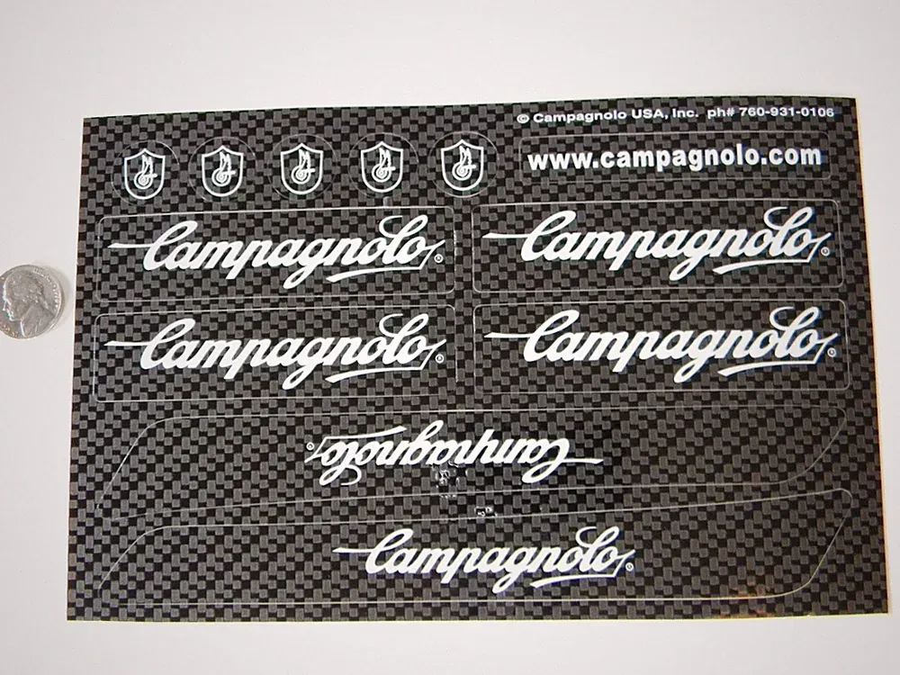 Campagnolo Carbon Fiber Full Frame Decal Sheet NOS 2000s Genuine Italy Bicycle