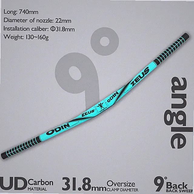 Carbon Fiber Bicycle Handlebar for Mountain/Kids Bikes 9 Degree Rise 31.8mm