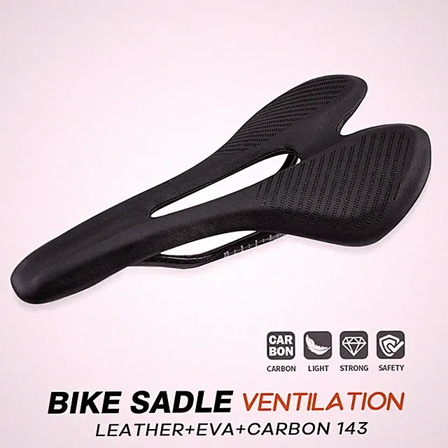 Carbon Fiber Bicycle Saddle Leather EVA Comfort Road Mountain Bike Seat Cushion