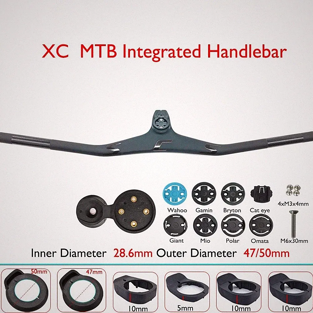 Carbon Fiber Mountain Bike Integrated Handlebars -17° 28.6mm Bicycle Accessories