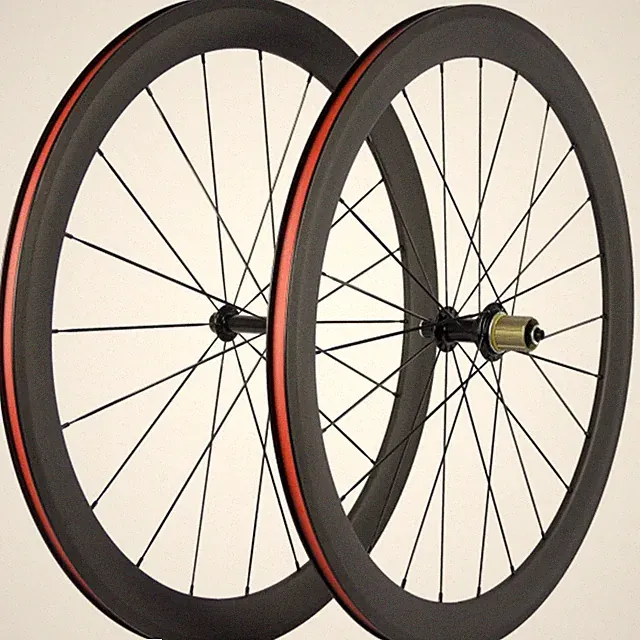 Carbon Fiber Road Bicycle Wheelset 700C 23mm Width Surface R13 Hub Clincher