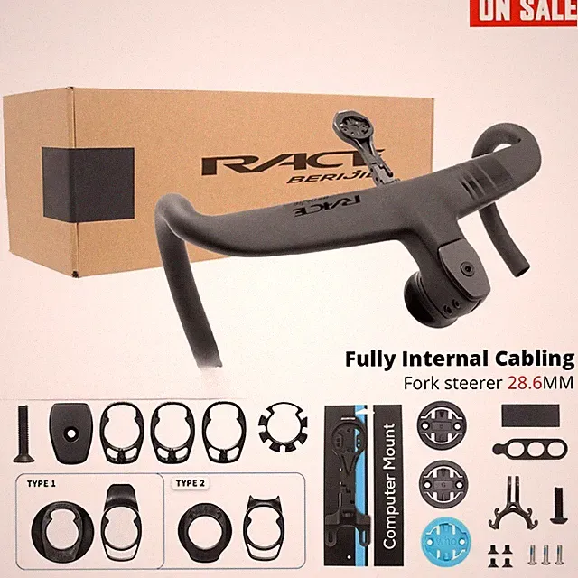 Full Carbon Fiber Bicycle Cockpit Road Bike Integrated Handlebar Di2 with Mount
