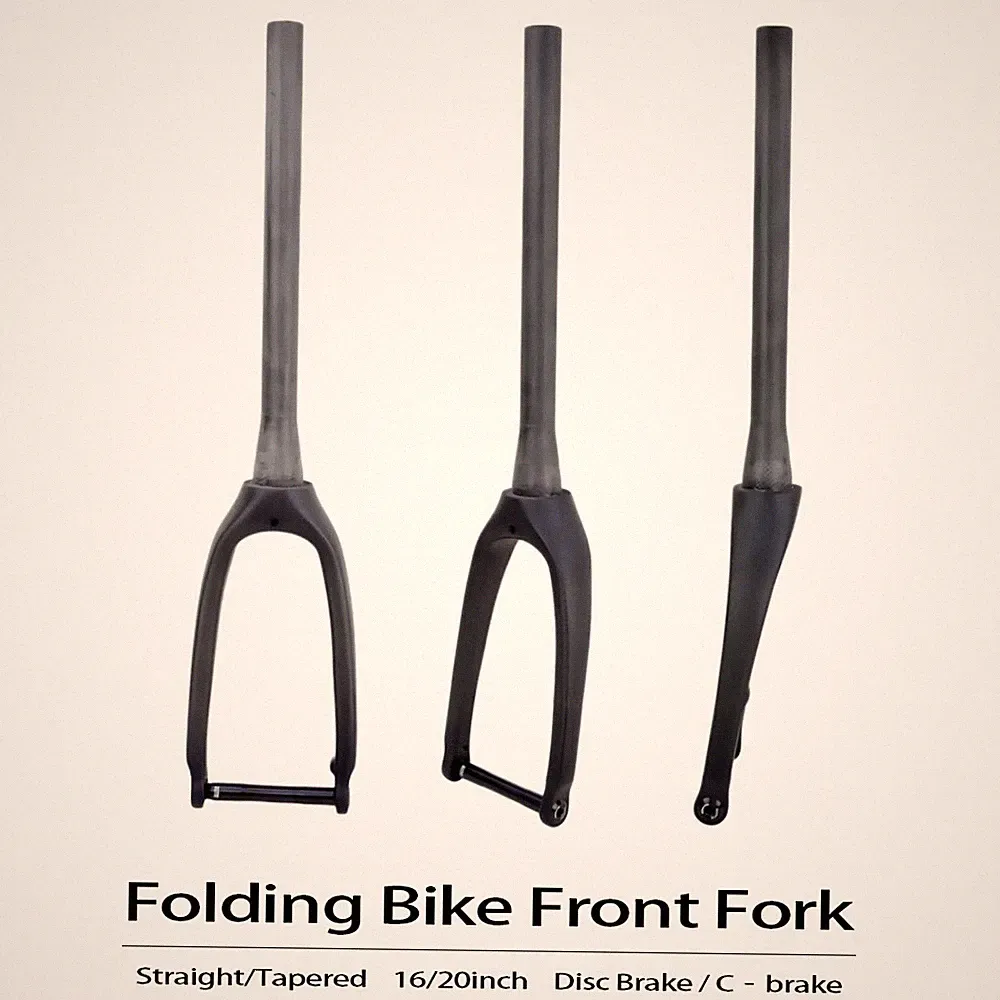 Full Carbon Fiber Folding Bike Front Fork 16 20 Inch Straight Tapered Steerer