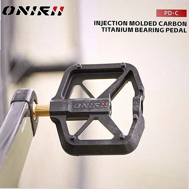 ONIRII Carbon Fiber Flat Bike Pedals Ultralight 140g Titanium Axle 3 Bearings