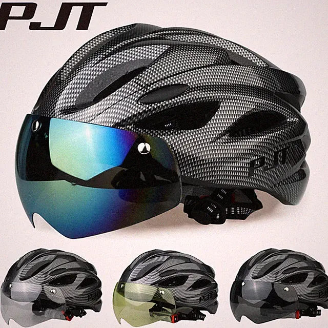 PJT Lightweight Cycling Helmet Magnetic Goggles Lens Adult Bike Helmet 56-61cm