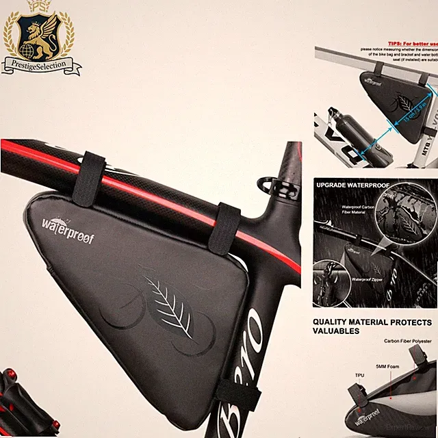 Sleek 2L Bike Frame Bag - Ultimate Waterproof Storage with Repair Kit Included