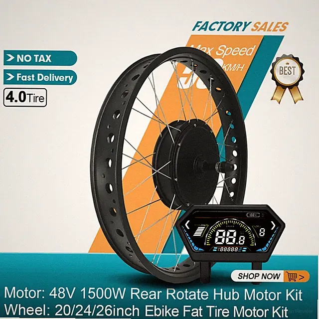Snow Fat E-bike 48V 1500W 20 24 26'' Brushless Gearless Rear Rotate Hub Motor