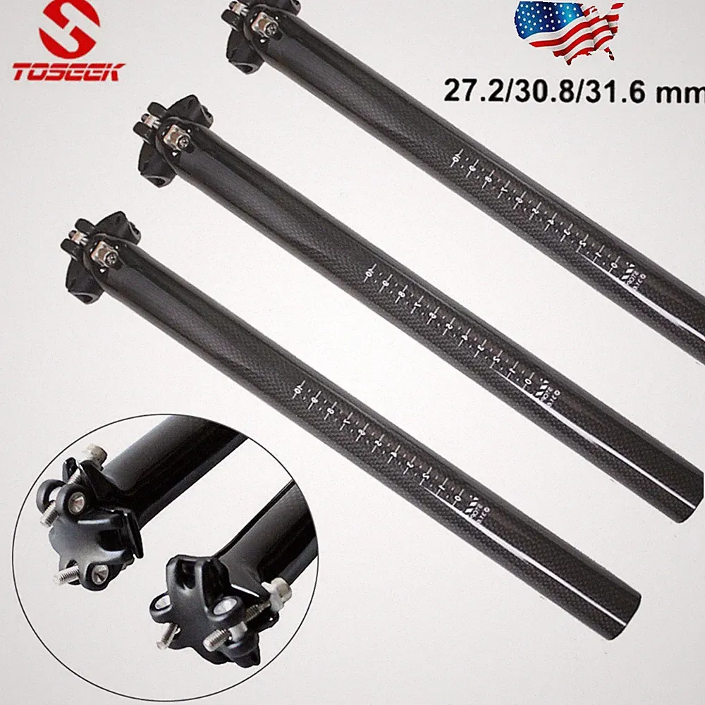 TOSEEK 27.2/30.8/31.6mm Carbon fiber Ultralight Seatpost MTB Road Bike Seat post
