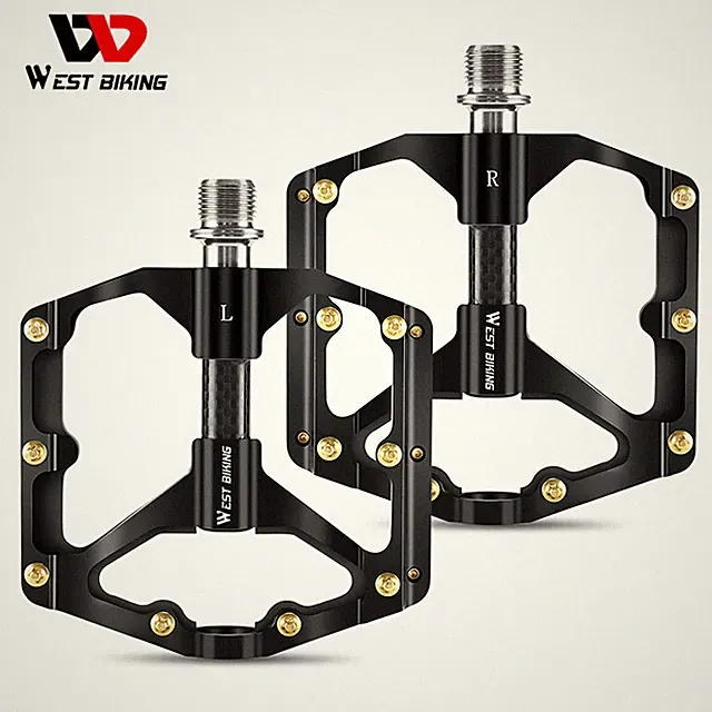 WEST BIKING Bicycle Pedals Carbon Fiber Axle 3 Bearing MTB Road Bike Pedals
