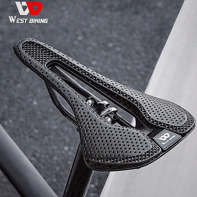 WEST BIKING Carbon Fiber 3D Printed Saddle Ultralight MTB Road Bike Seat Cushion