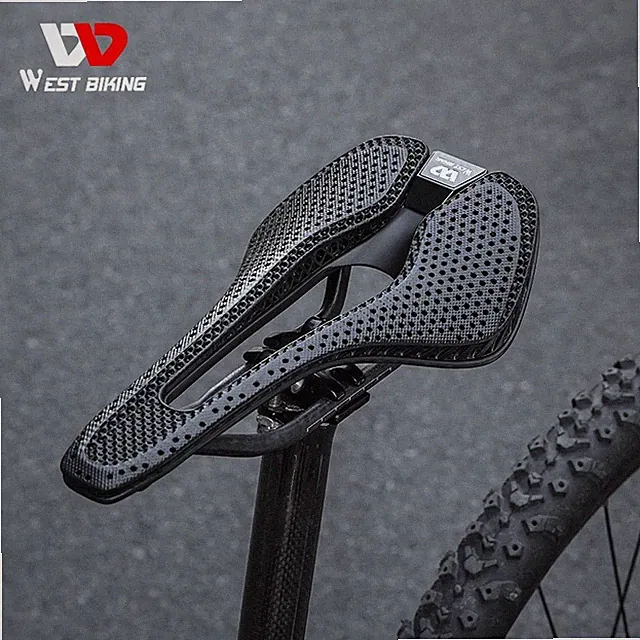WEST BIKING Carbon Fiber 3D Printed Saddle Ultralight Road Bike Hollow Cushion