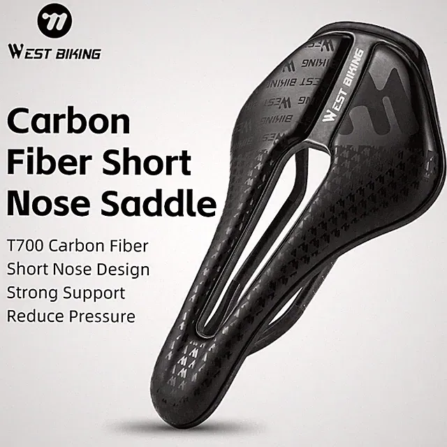 WEST BIKING Carbon Fiber Leather Bicycle Saddles Mountain Bike Road Bicycle Seat