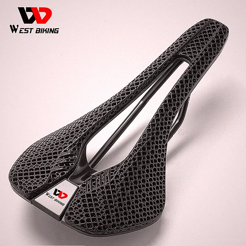 WEST BIKING Carbon Fiber Nylon 3D Printed Saddle Road Bike Hollow Bicycle Saddle