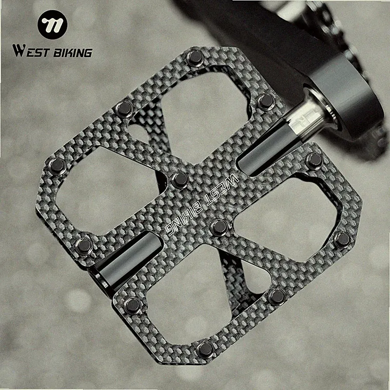 WEST BIKING Carbon Fiber Road Bike Pedals 3 Bearing Titanium Axis Bicycle Pedals